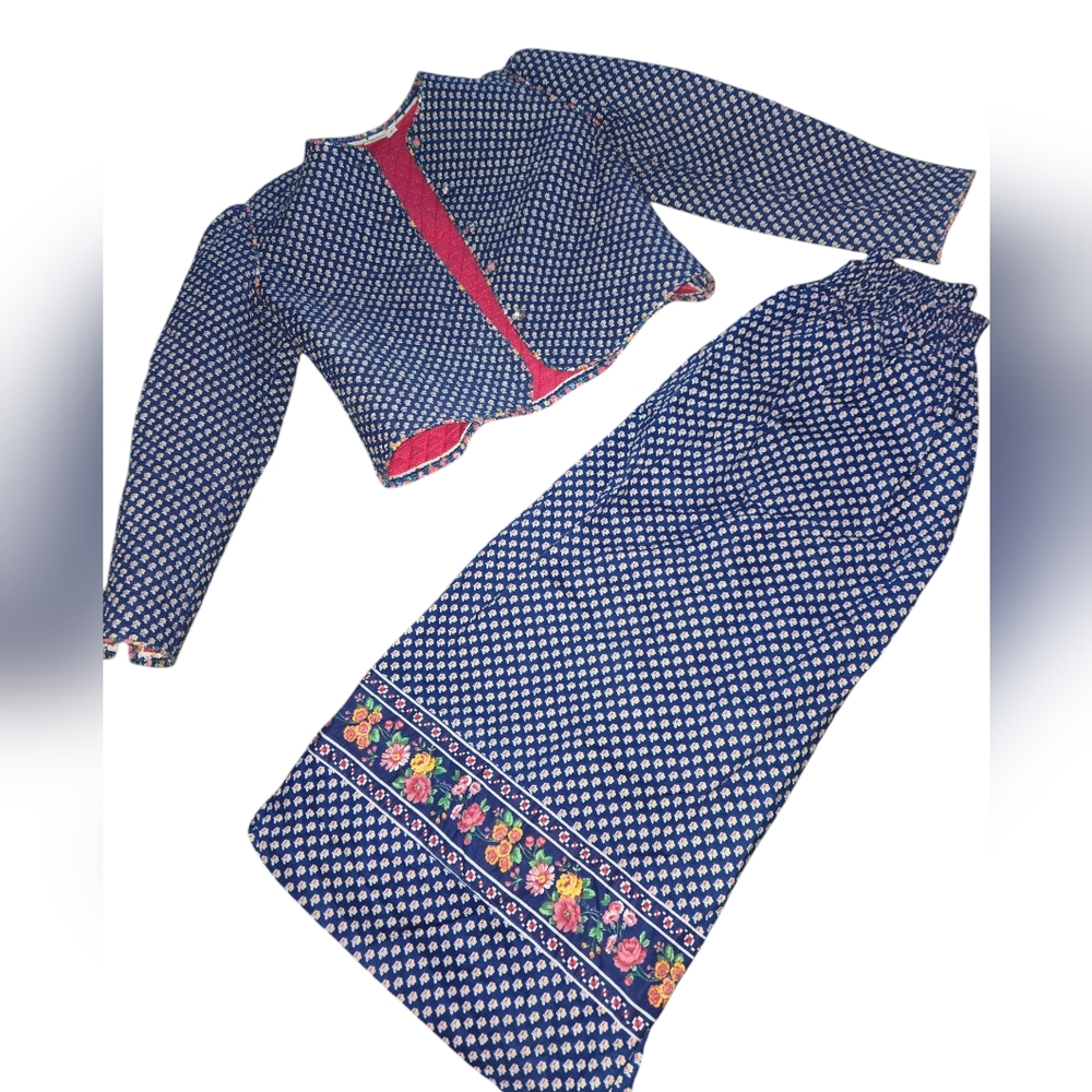 Vintage Vera Bradley Indiana Quilted Jacket &  Skirt Set sz MEDIUM